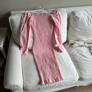 Petal & Pup Pink Gingham Checkered midi mini body on Dress long sleeve AU